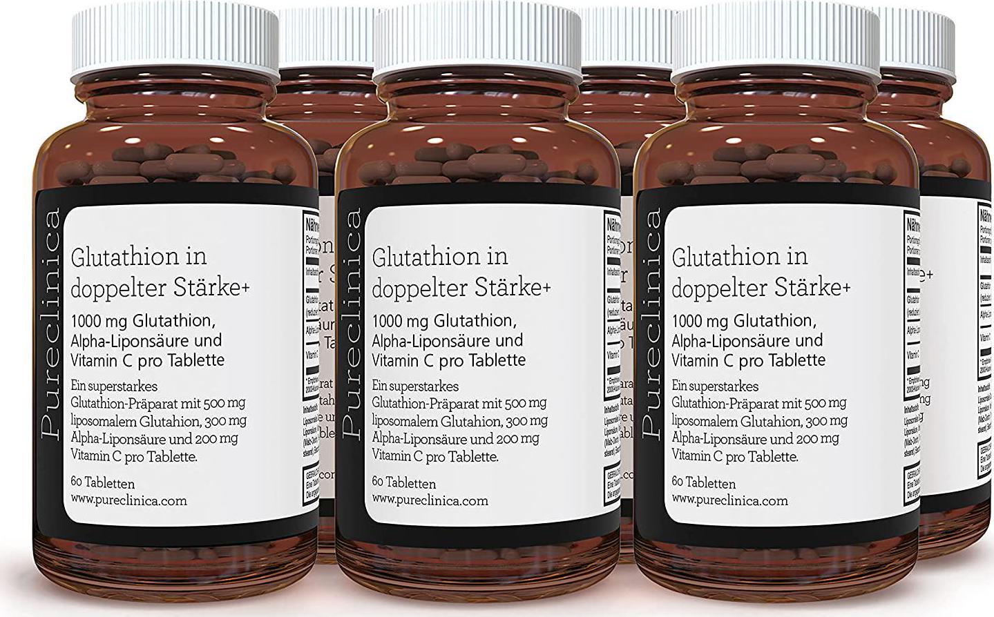 Double Strength Glutathione 500mg x 60 Tablets - 6 Bottles (360 Tablets Total) - 6 to 12 Months Supply. with Vitamin C and Alpha Lipoic Acid. Powerful Anti-oxidant and Skin Whitener. SKU: GLU3x6