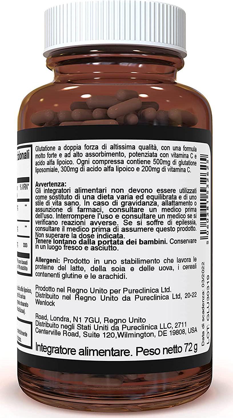Double Strength Glutathione 500mg x 60 Tablets - 6 Bottles (360 Tablets Total) - 6 to 12 Months Supply. with Vitamin C and Alpha Lipoic Acid. Powerful Anti-oxidant and Skin Whitener. SKU: GLU3x6
