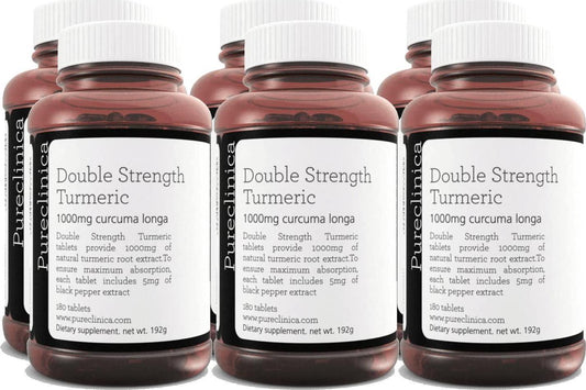 Double Strength Turmeric - Massive 1000mg x 1080 tablets - 200% more Turmeric and natural levels of the potent Curcumin per tablet-AND 5mg black pepper extract for 300% increased absorption.SKU:TURMx6