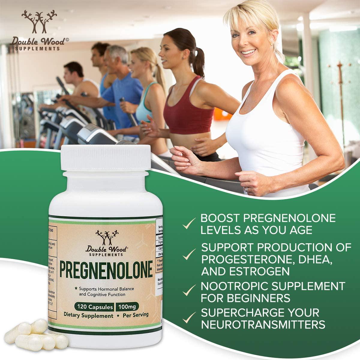 Double Wood Supplements Pregnenolone - 120 Capsules - 100mg per Serving