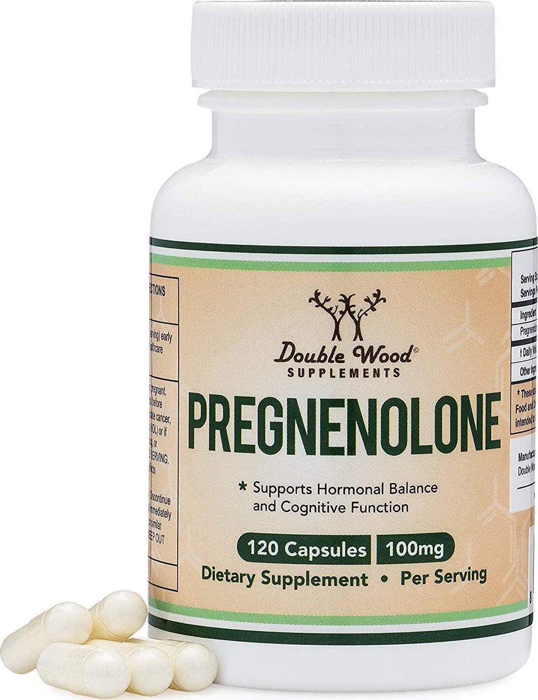 Double Wood Supplements Pregnenolone - 120 Capsules - 100mg per Serving