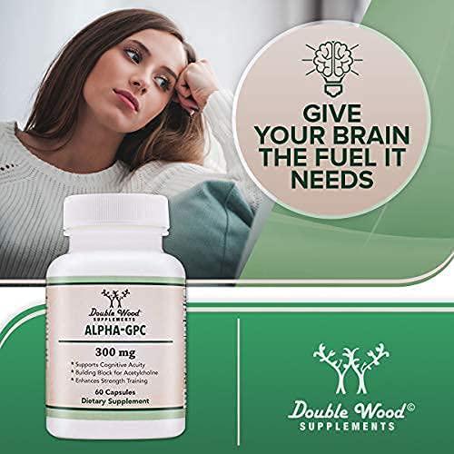 Double Wood Supplements Alpha GPC Choline Supplement, Pharmaceutical Grade, (60 Capsules 300mg)