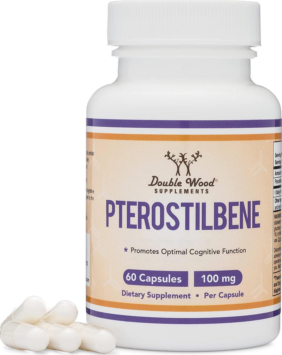 Double Wood Supplements Pterostilbene 100mg, 60 Capsules
