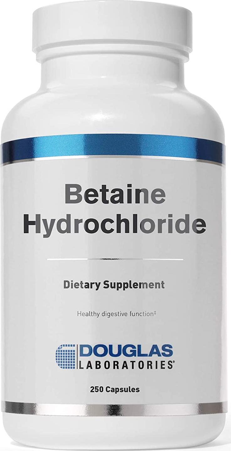 Douglas Laboratories Betaine Hydrochloride | Powdered Dietary Supplement of Hydrochloric Acid to Support Digestion | 250 Capsules