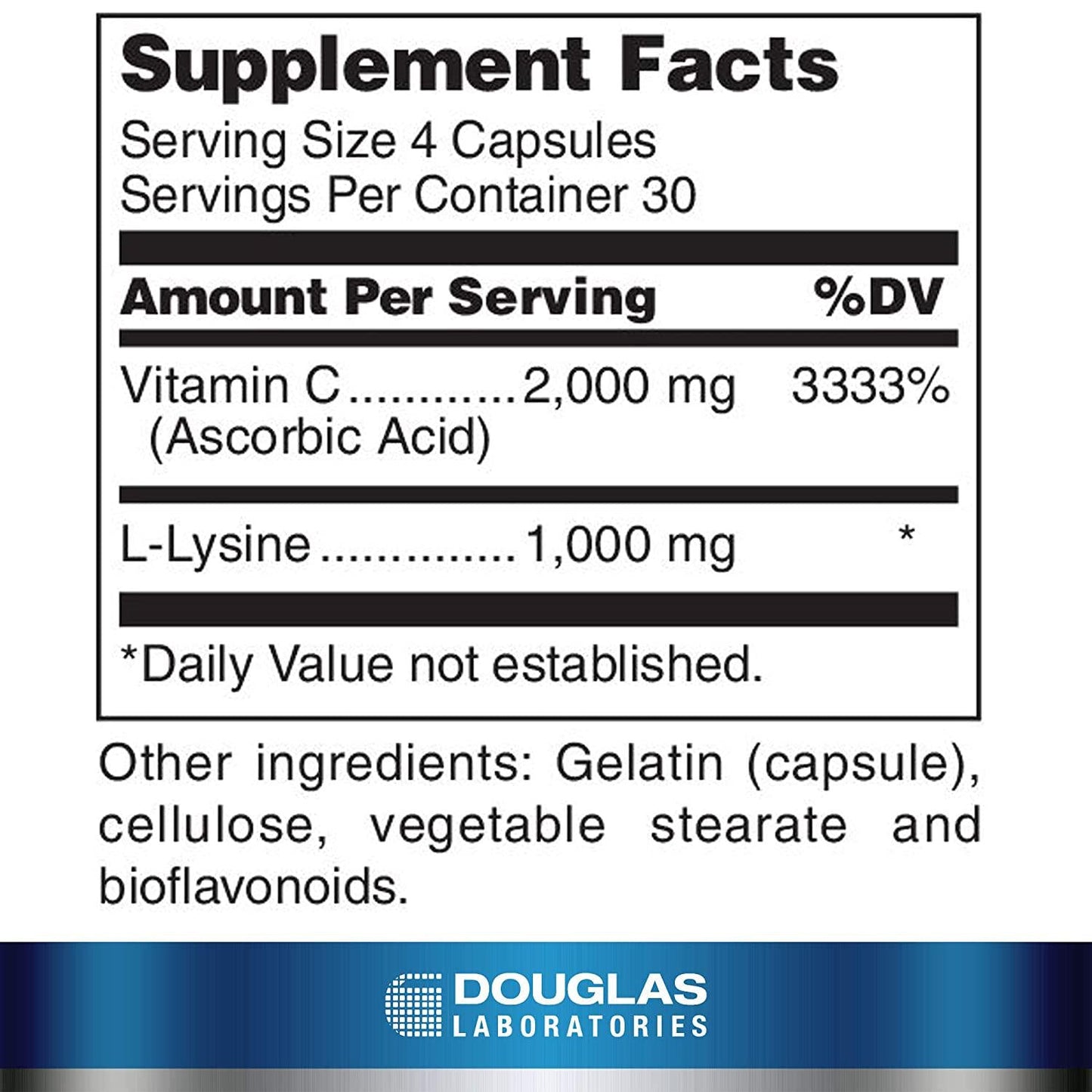 Douglas Laboratories C/Lysine Plus | Vitamin C and L-Lysine to Support Connective Tissues and Collagen | 120 Capsules