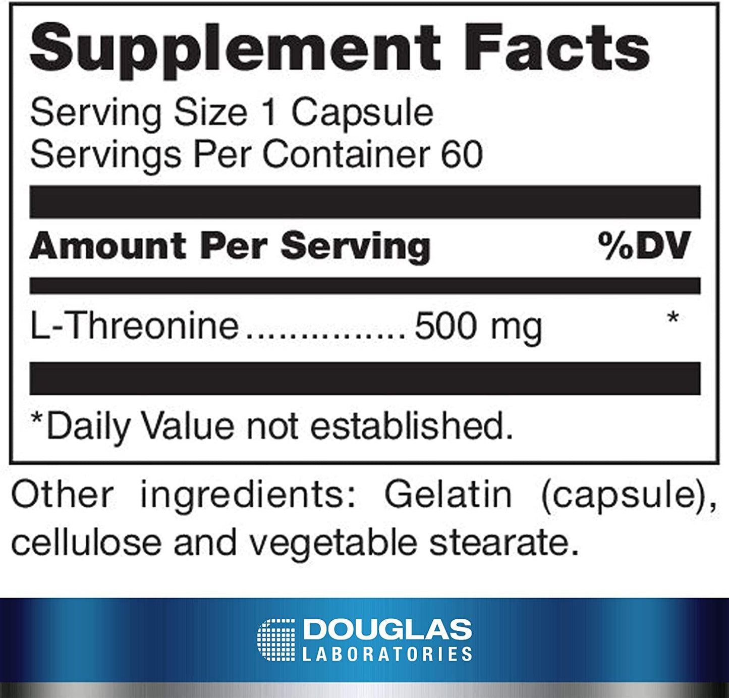 Douglas Laboratories L-Threonine | Amino Acid Supplement for Liver Support, Wound Healing, Heart Health, and Nervous System* | 60 Capsules