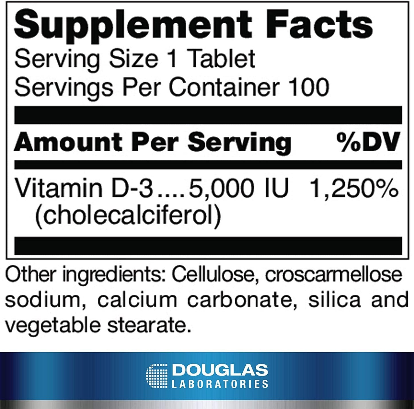 Douglas Laboratories - Vitamin D (5,000 I.U.) - Vitamin D3 Health Supplement - 100 Tablets