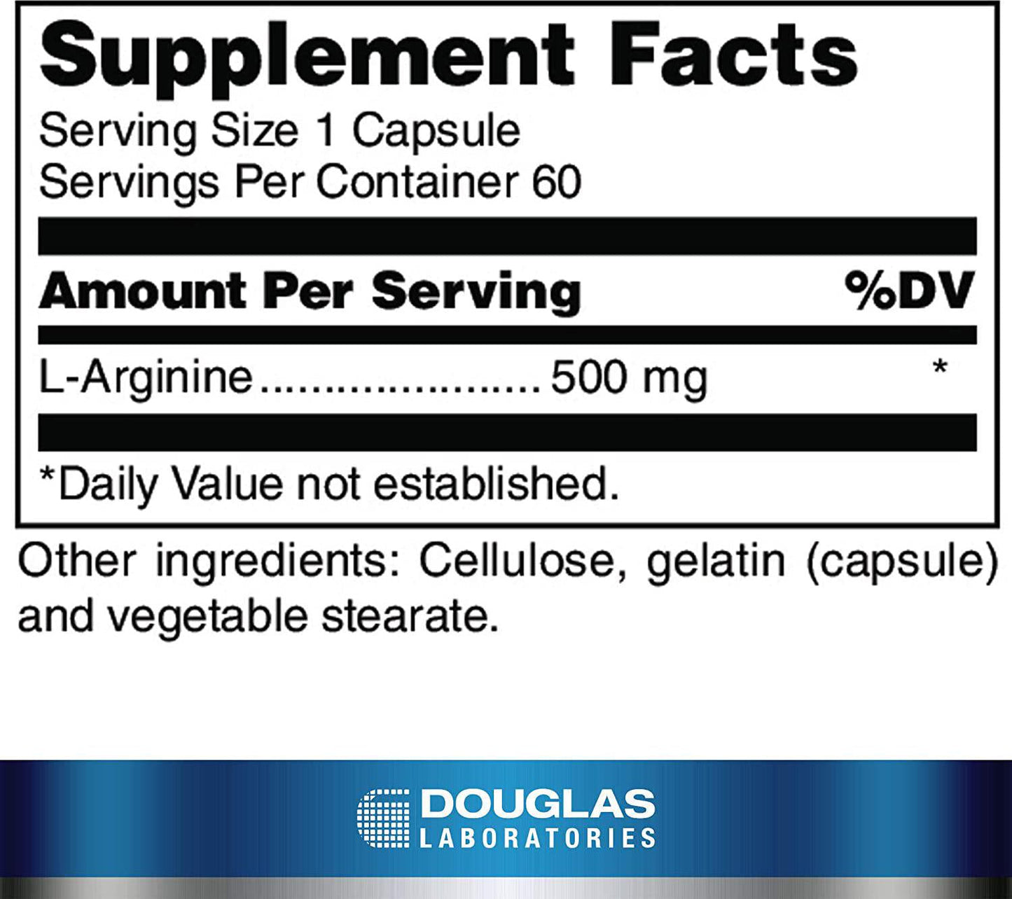 Douglas Laboratories L-Arginine (500 mg.) | Versatile Amino Acid | 60 Capsules