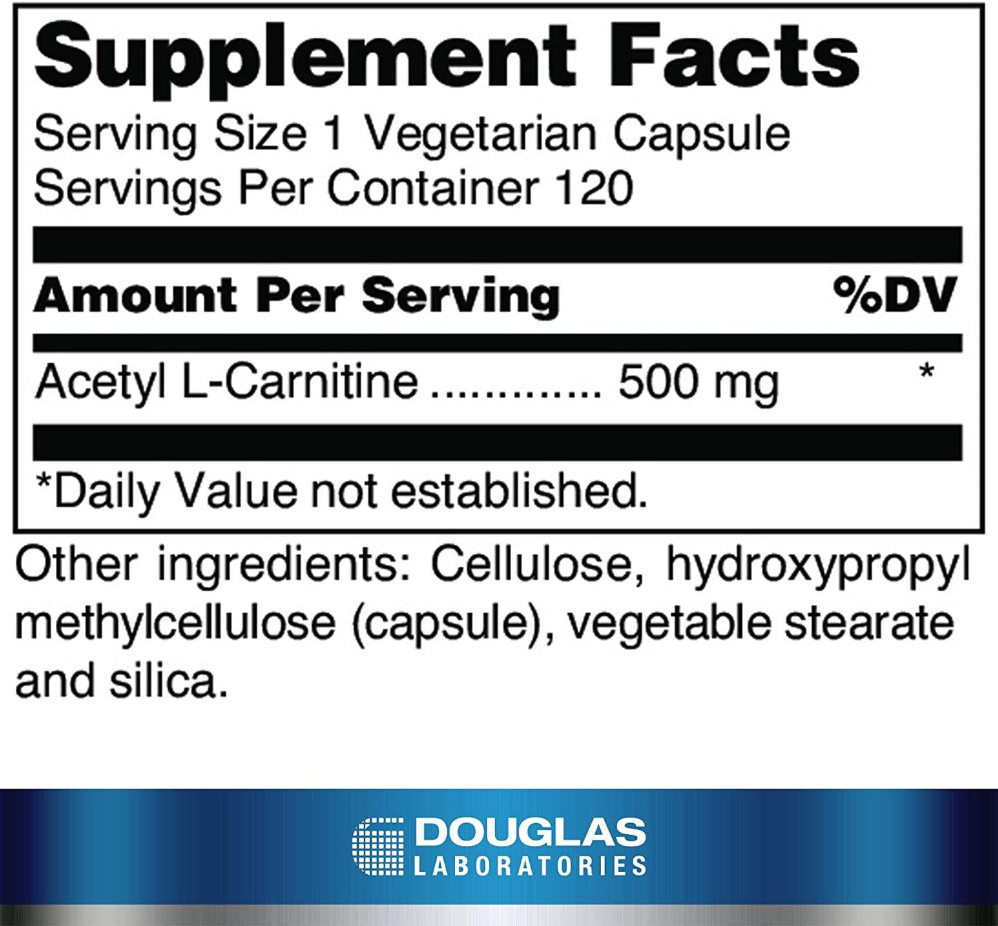 Douglas Laboratories Acetyl L-Carnitine 500 mg | Supports Brain and Nerve Function During The Normal Aging Process* | 120 Capsules