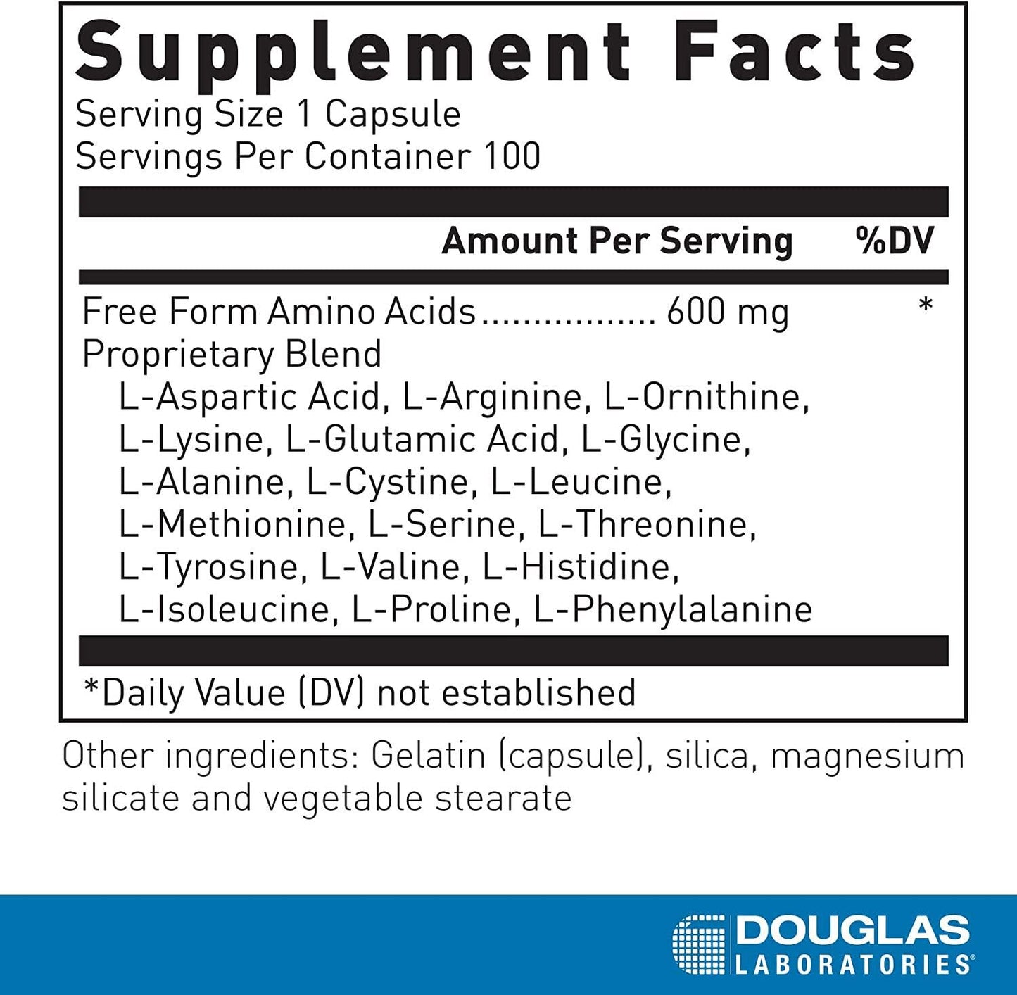 Douglas Laboratories Free Form Amino Capsules | Balanced Amino Acid Mixture to Support Energy, Muscles, Tissues, Bones, and Overall Health* | 100 Capsules