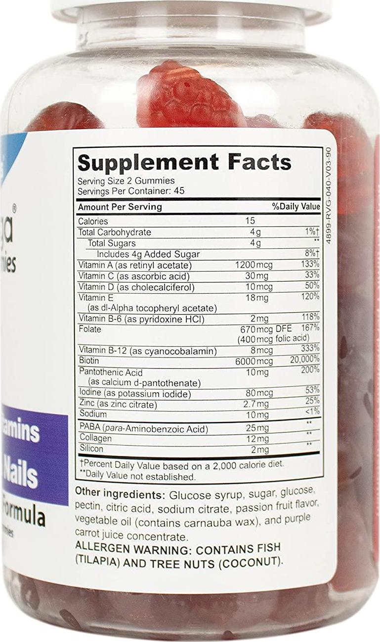 DrFormulas Hair Skin Nails Gummies Vitamins with Biotin by HairOmega | 5000 mcg Biotin Supplement for Hair Growth - Vegetarian Gummy (not Bears) for Men and Women, Made with Sugar not Corn Syrup