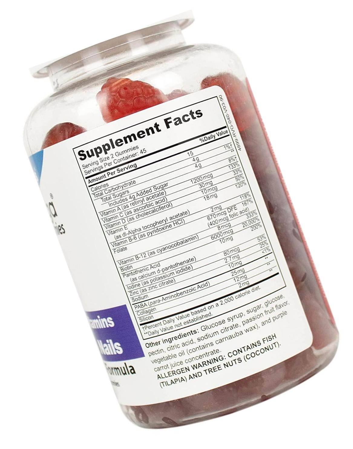 DrFormulas Hair Skin Nails Gummies Vitamins with Biotin by HairOmega | 5000 mcg Biotin Supplement for Hair Growth - Vegetarian Gummy (not Bears) for Men and Women, Made with Sugar not Corn Syrup