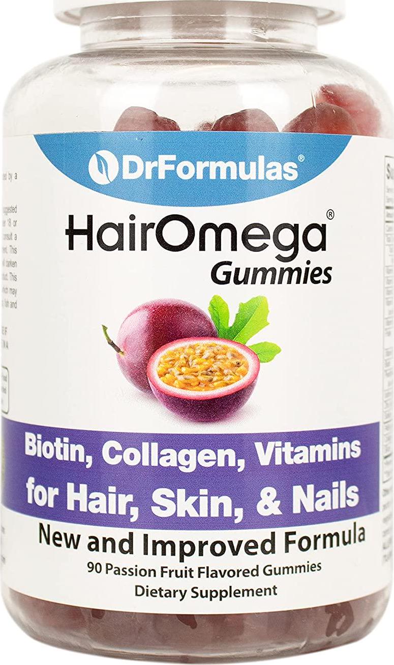 DrFormulas Hair Skin Nails Gummies Vitamins with Biotin by HairOmega | 5000 mcg Biotin Supplement for Hair Growth - Vegetarian Gummy (not Bears) for Men and Women, Made with Sugar not Corn Syrup