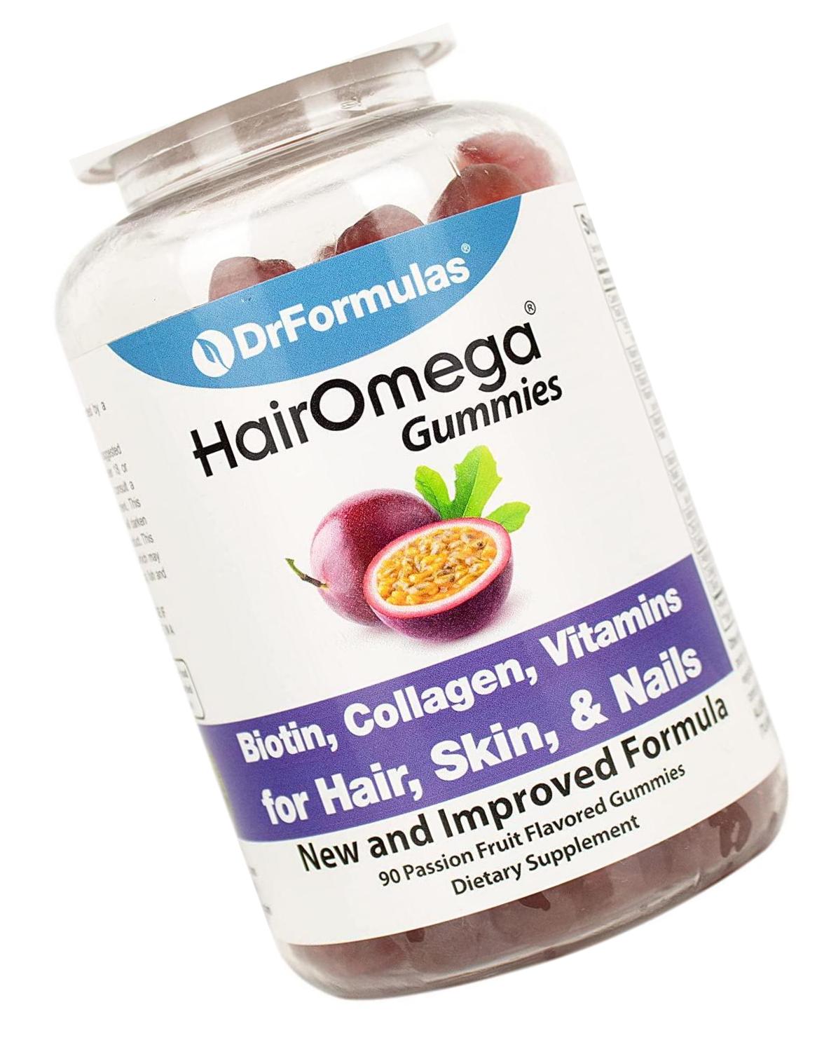 DrFormulas Hair Skin Nails Gummies Vitamins with Biotin by HairOmega | 5000 mcg Biotin Supplement for Hair Growth - Vegetarian Gummy (not Bears) for Men and Women, Made with Sugar not Corn Syrup