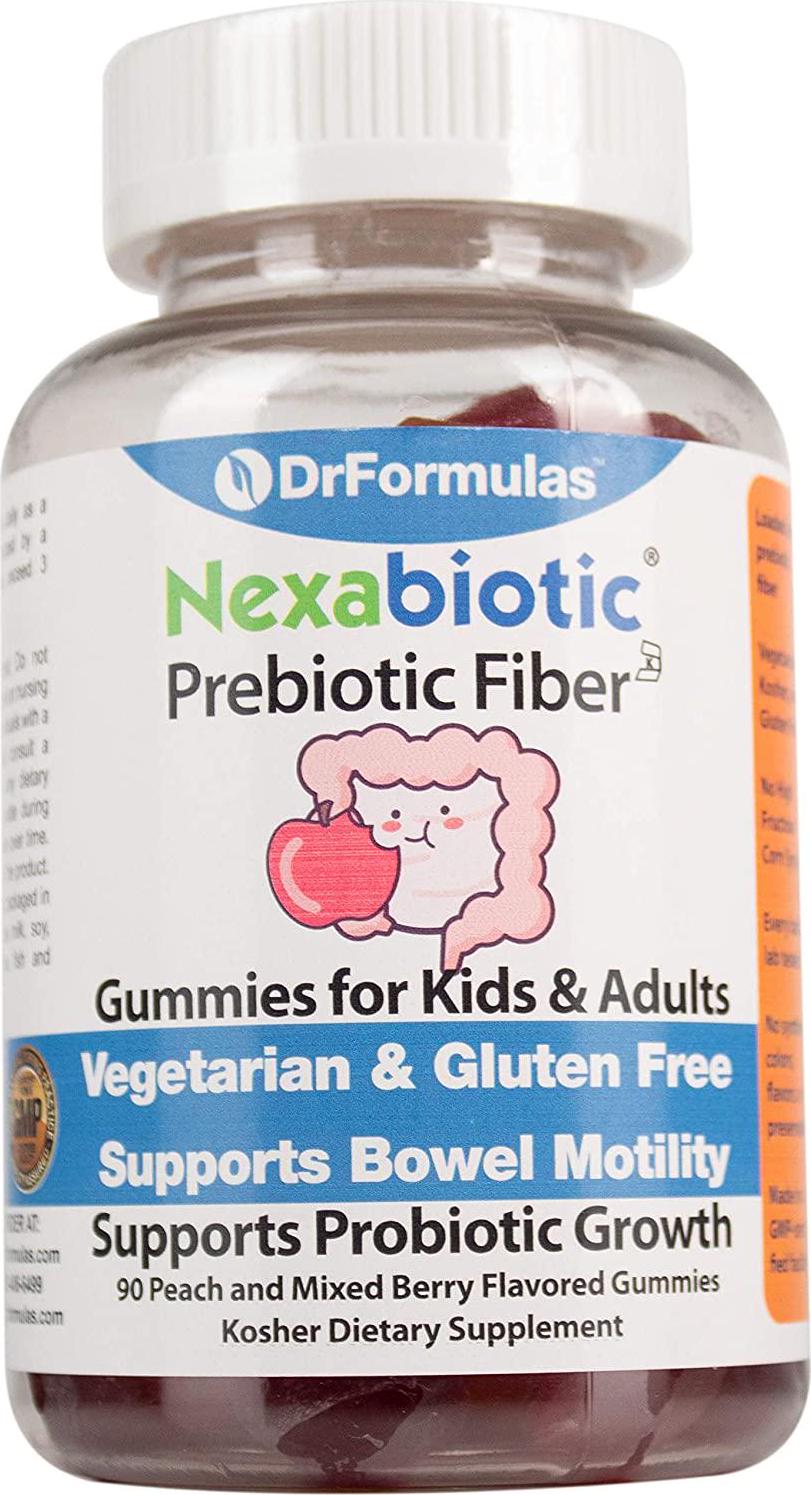 DrFormulas Prebiotic Fiber Gummies Supplement for Kids Constipation Relief and Adults for Probiotic Growth and Healthy Digestion, Certified Vegetarian, Gluten Free, 30-Day Chewable Supply| Nexabiotic