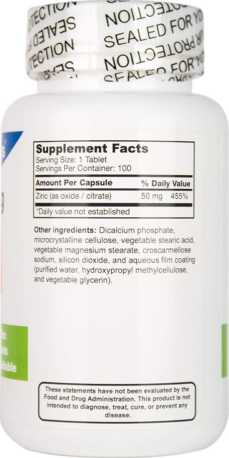 DrFormulas Zinc Supplement 50mg for Acne and Chelated Zinc Oxide Citrate, 100 Day Supply (Tablets Not Lozenges, Gluconate, or Picolinate)