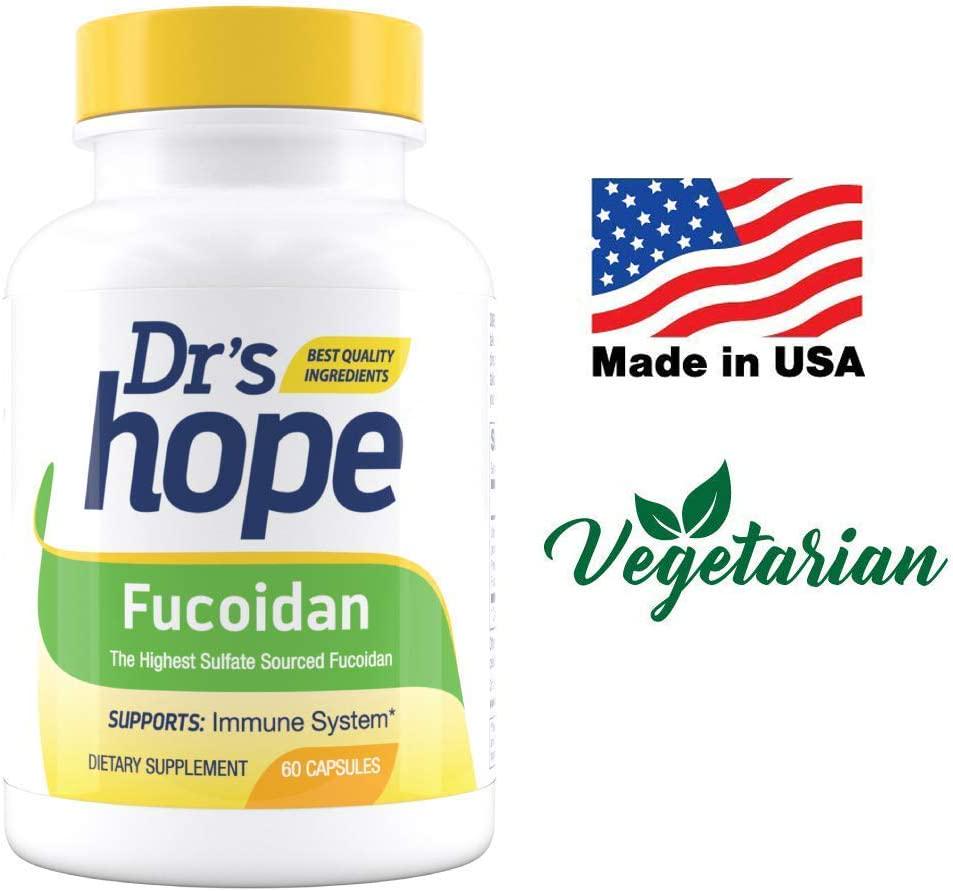 Dr's Hope Fucoidan Supplement(Brown Seaweed Extract) 85% Highest Sulfate Amount - Supports Immune System and Antioxidant Health - Vegan, No Artificial Additives, 60 Veggie Caps - Made in USA