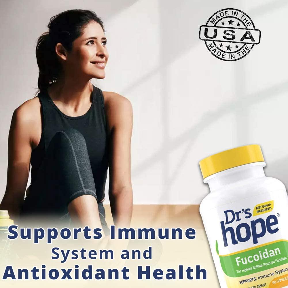Dr's Hope Fucoidan Supplement(Brown Seaweed Extract) 85% Highest Sulfate Amount - Supports Immune System and Antioxidant Health - Vegan, No Artificial Additives, 60 Veggie Caps - Made in USA