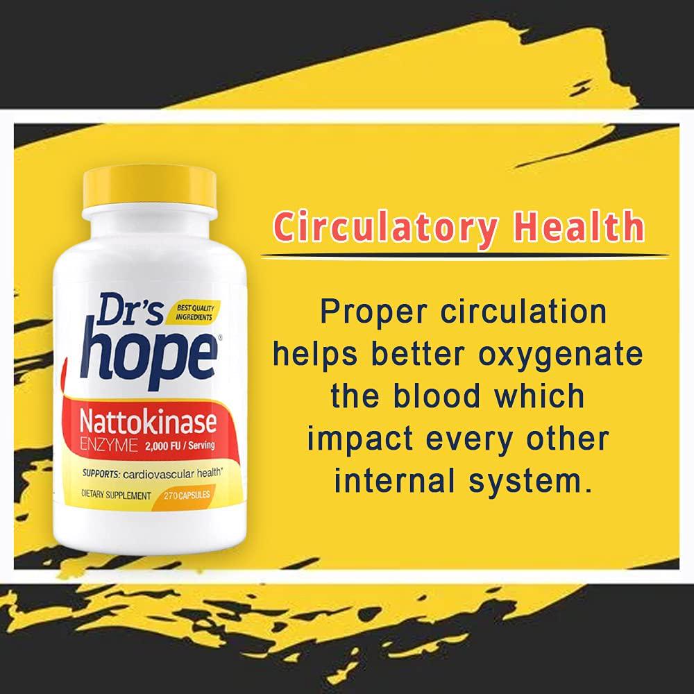 Dr&#039;s Hope Pure Nattokinase 2000 FU - Supports Circulatory and Cardiovascular Health - Non-GMO, Gluten Free, Vegan, No Artificial Additives - Made in USA - 270 Veggie Caps