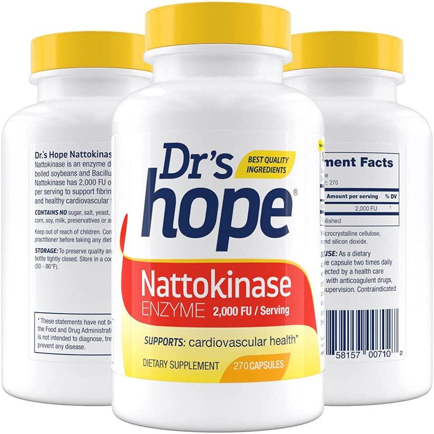 Dr&#039;s Hope Pure Nattokinase 2000 FU - Supports Circulatory and Cardiovascular Health - Non-GMO, Gluten Free, Vegan, No Artificial Additives - Made in USA - 270 Veggie Caps
