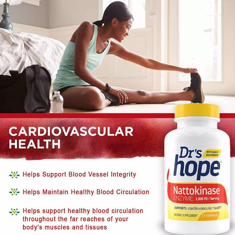 Dr&#039;s Hope Pure Nattokinase 2000 FU - Supports Circulatory and Cardiovascular Health - Non-GMO, Gluten Free, Vegan, No Artificial Additives - Made in USA - 270 Veggie Caps