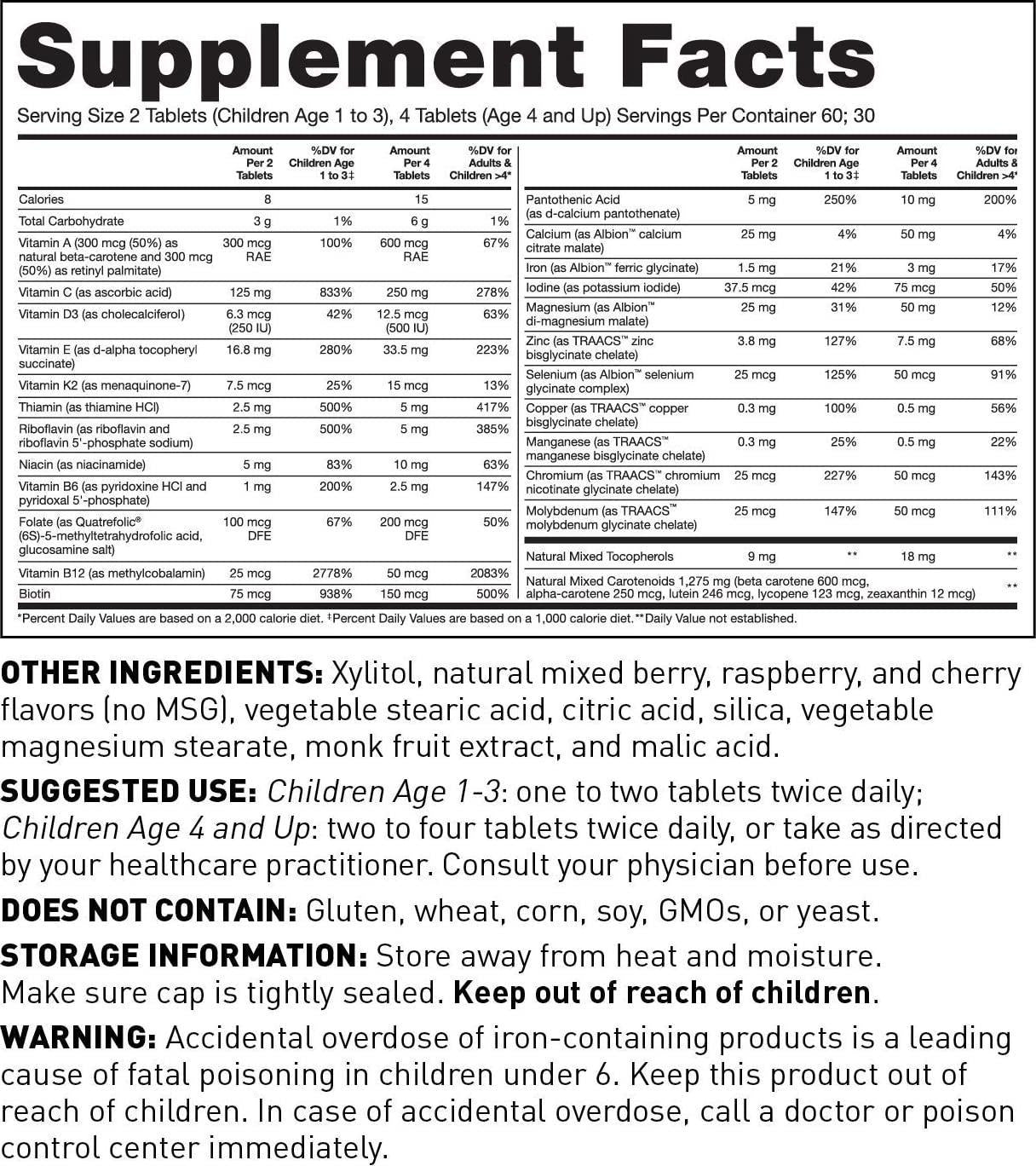 Dr. Amy Myers Kids Multivitamin Chewable for Optimal Health - Activated B Vitamins, Zinc, Selenium, Iodine + More - 23 Vitamins and Minerals, Gluten Free - Berry Flavor, 120 Tablets