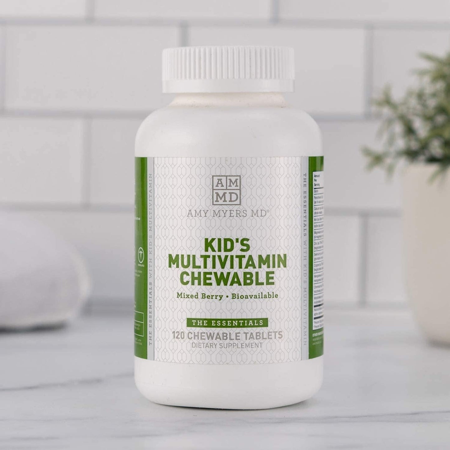 Dr. Amy Myers Kids Multivitamin Chewable for Optimal Health - Activated B Vitamins, Zinc, Selenium, Iodine + More - 23 Vitamins and Minerals, Gluten Free - Berry Flavor, 120 Tablets