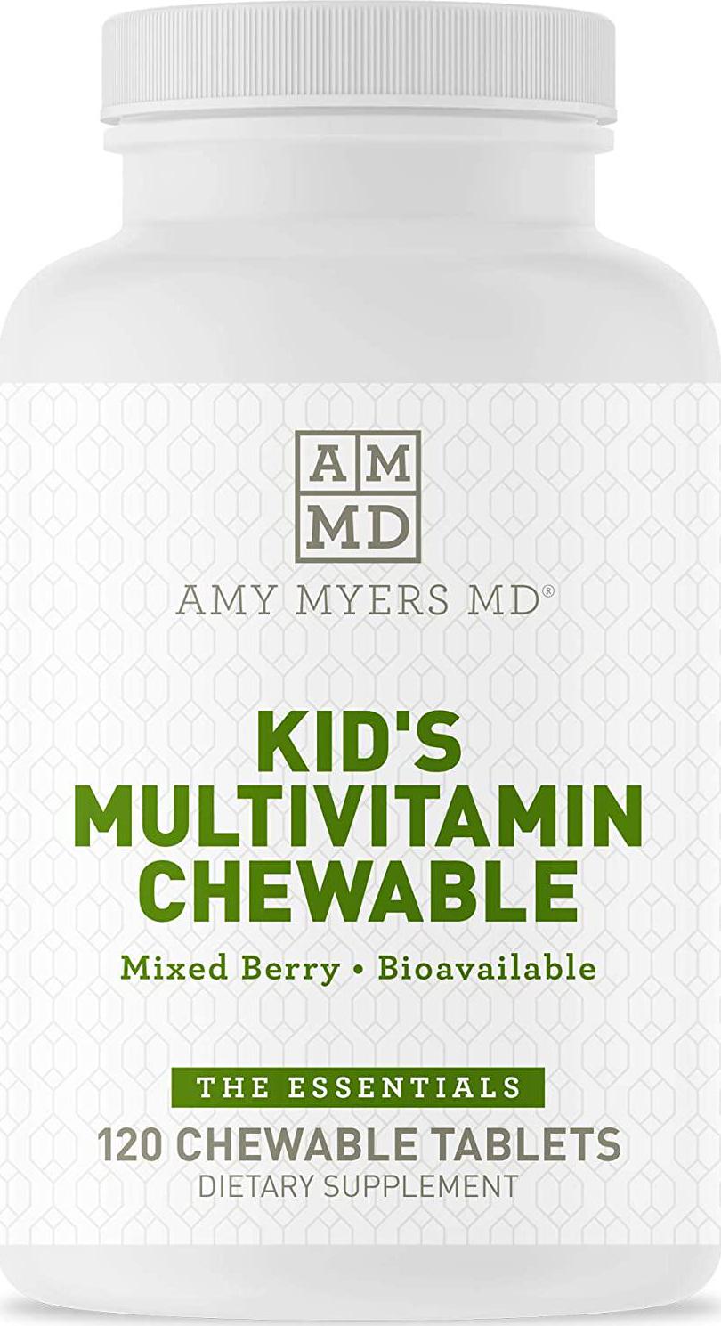 Dr. Amy Myers Kids Multivitamin Chewable for Optimal Health - Activated B Vitamins, Zinc, Selenium, Iodine + More - 23 Vitamins and Minerals, Gluten Free - Berry Flavor, 120 Tablets