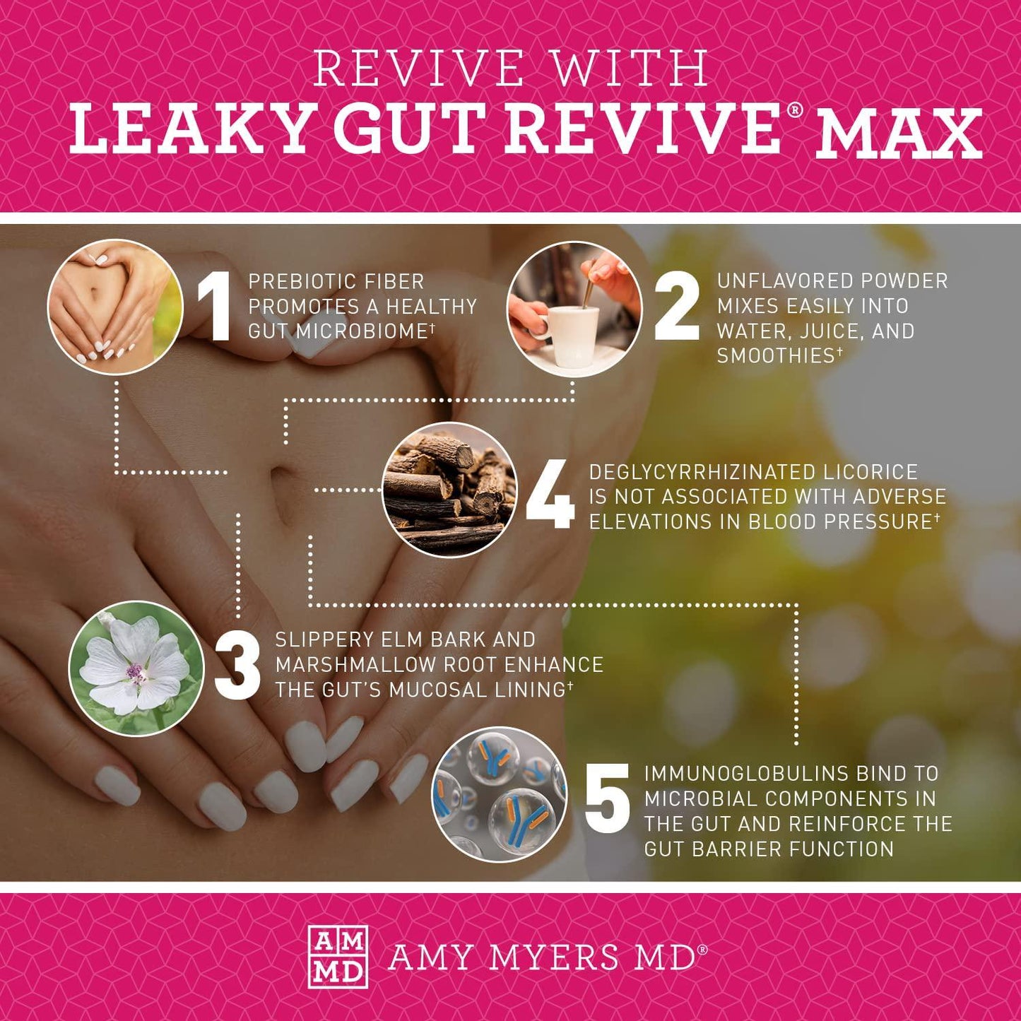 Dr. Amy Myers Leaky Gut Revive MAX Powder for Leaky Gut Repair Potent L-Glutamine Powder to Support Constipation, IBS, Diarrhea, Bloating, Gas, SIBO Plant Based Supplement for Gut Health, 1 Month