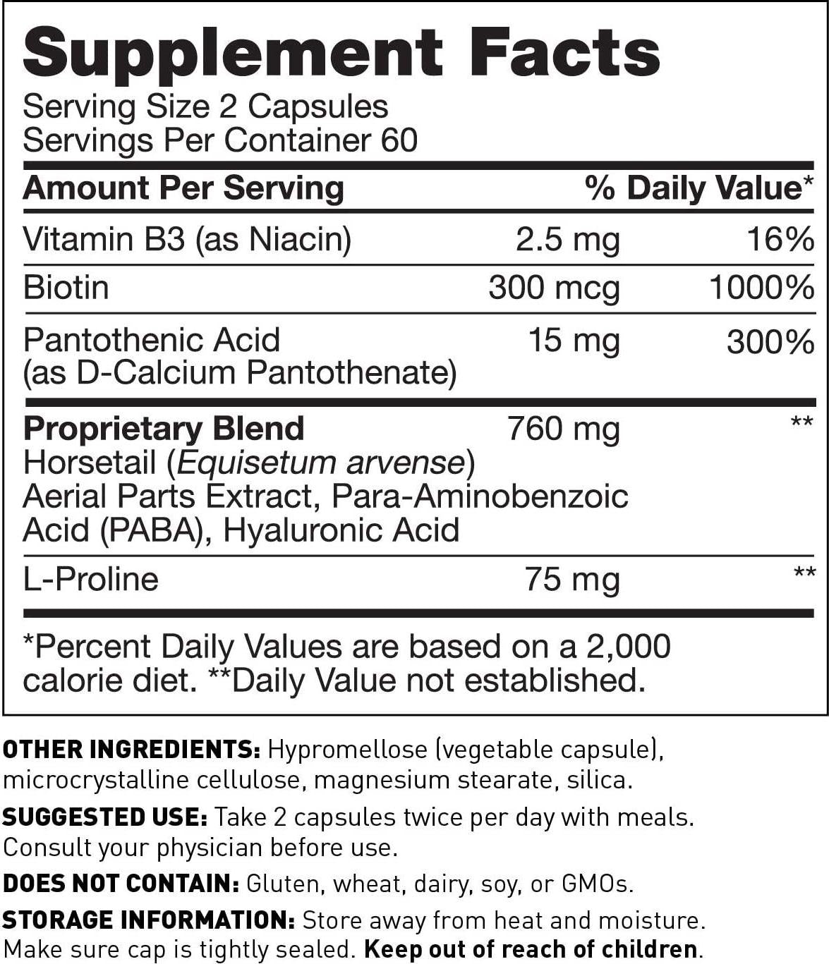 Dr. Amy Myers Radiance Hair Skin and Nails Vitamins for Women and Men - Biotin for Hair Growth, Strong Nails and Healthy Skin - Hyaluronic Acid, Vitamin B3 Niacin, Horsetail, PABA, Proline - 120 Capsules