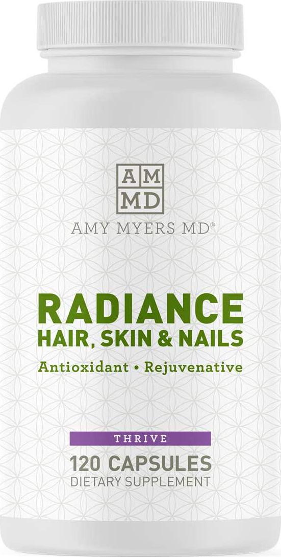 Dr. Amy Myers Radiance Hair Skin and Nails Vitamins for Women and Men - Biotin for Hair Growth, Strong Nails and Healthy Skin - Hyaluronic Acid, Vitamin B3 Niacin, Horsetail, PABA, Proline - 120 Capsules