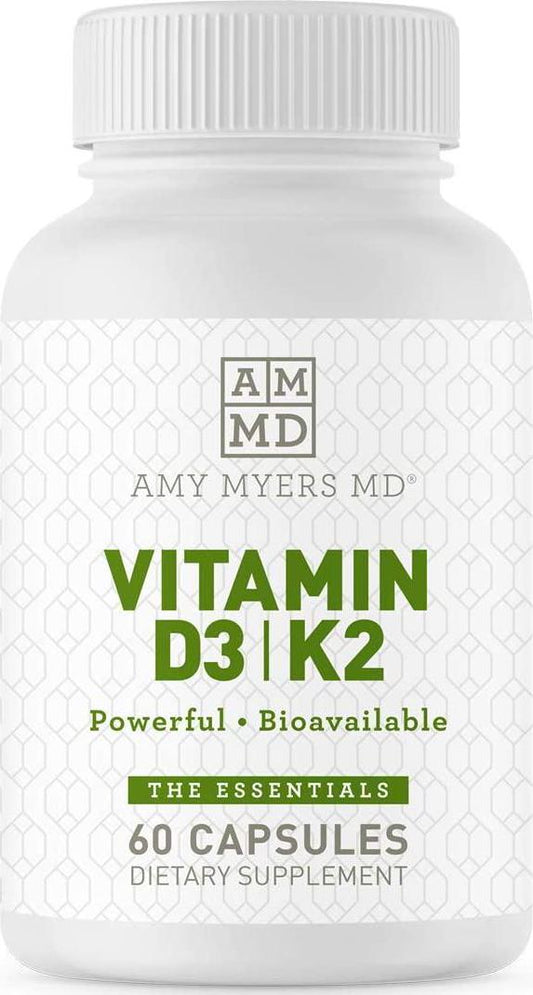 Dr. Amy Myers Vitamin D3 K2 - Vitamin D3 10,000 IU and 45 Mcg of Vitamin K2 MK-7 - Support Immune System Function, Energy Level, Bone Health and Cardiovascular System - Non-GMO, 60 Capsules