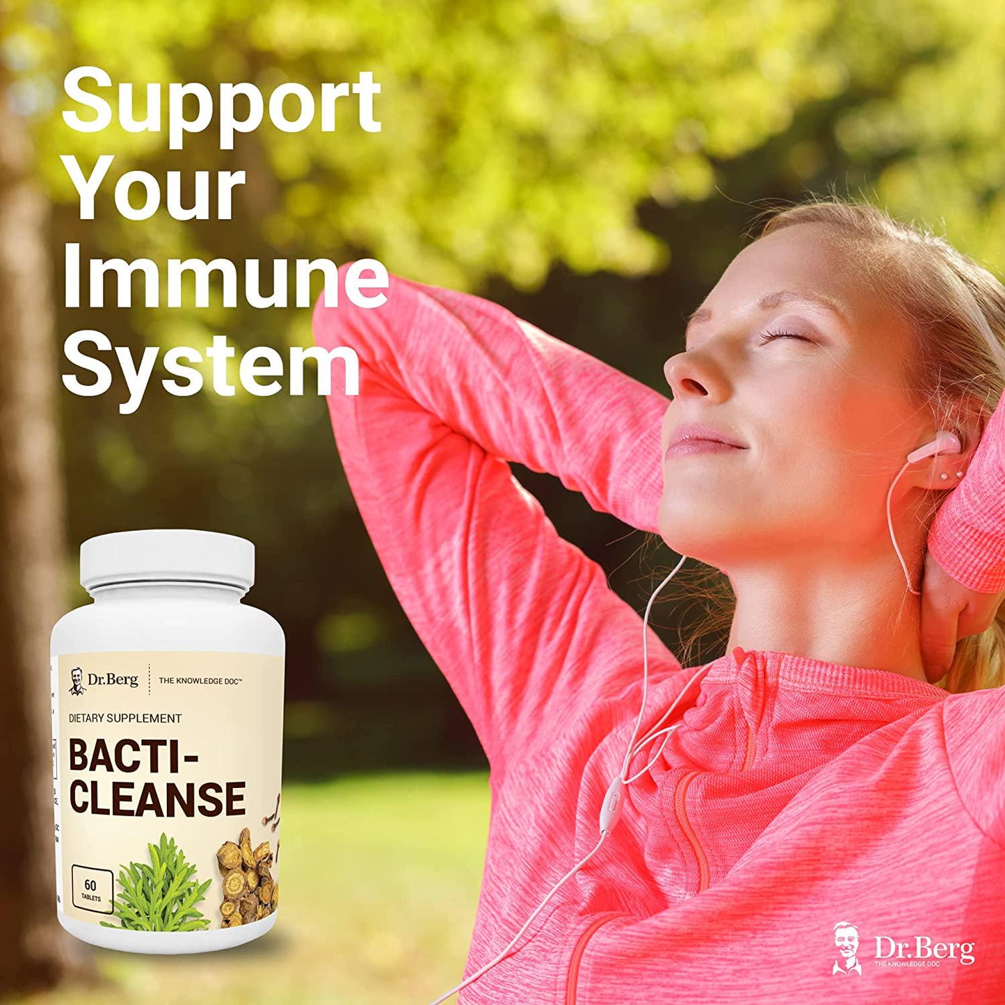 Dr. Berg's Bacti-Cleanse - 8in1 Immune Booster Supplements with Digestive and Inflammation Support Formula - Natural Phytonutrients Minerals and Rich in Antioxidants w/ Vitamin D3 and Zinc - 60 Capsules