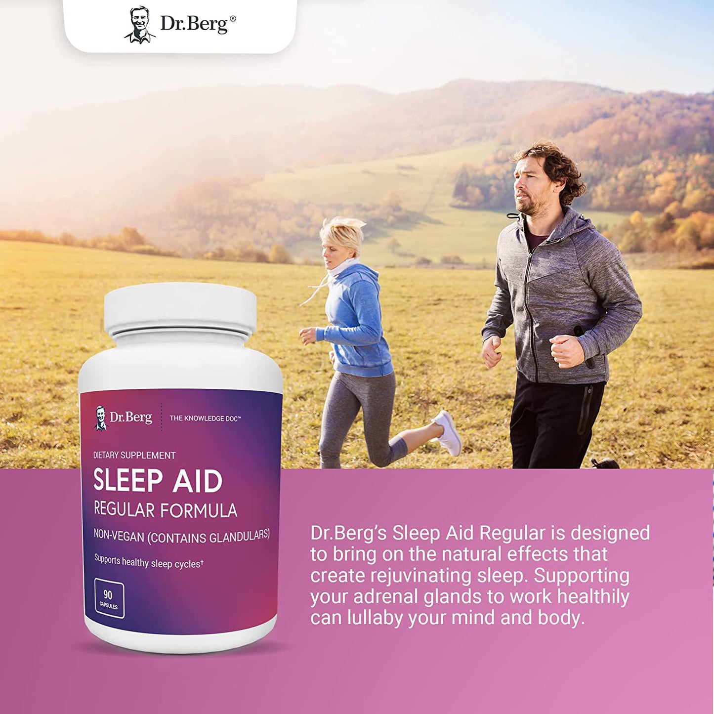 Dr. Berg Sleep Aid Regular Formula – All Natural Support for Healthy Deep Sleeping Cycles - Fatigue and Stress Relief Help Calms Body and Mind – Best Non Habit Forming Supplements (1 Pack)