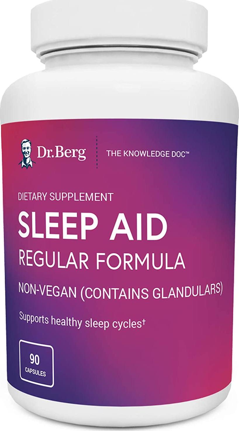 Dr. Berg Sleep Aid Regular Formula – All Natural Support for Healthy Deep Sleeping Cycles - Fatigue and Stress Relief Help Calms Body and Mind – Best Non Habit Forming Supplements (1 Pack)