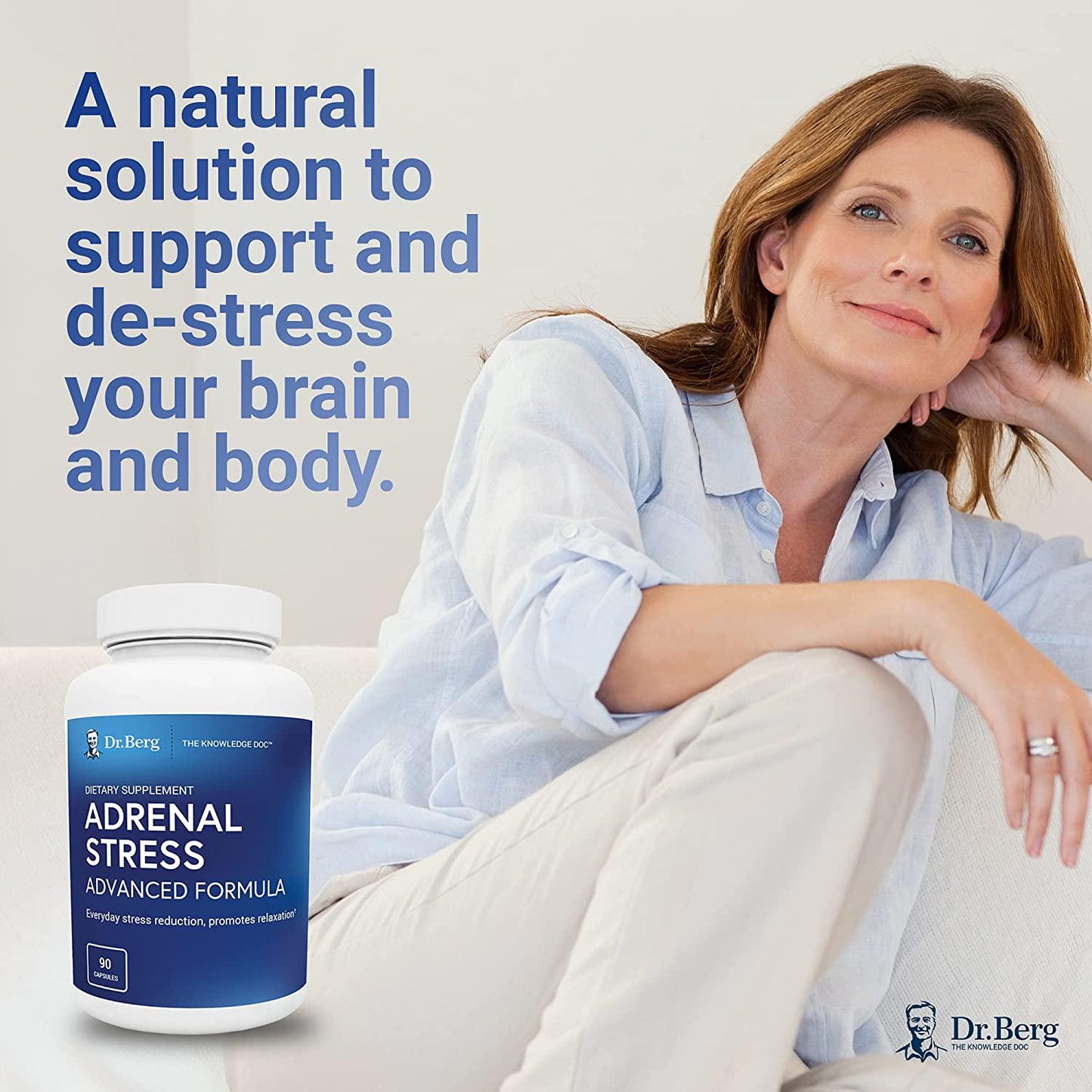 Dr. Berg’s Adrenal Stress Advanced Formula - Reduce Stress and Anxiety Relief Supplement - Mood Support, More Focus, Feel Relaxed - Cortisol Manager w/ Ashwagandha Extract - 90 Capsules