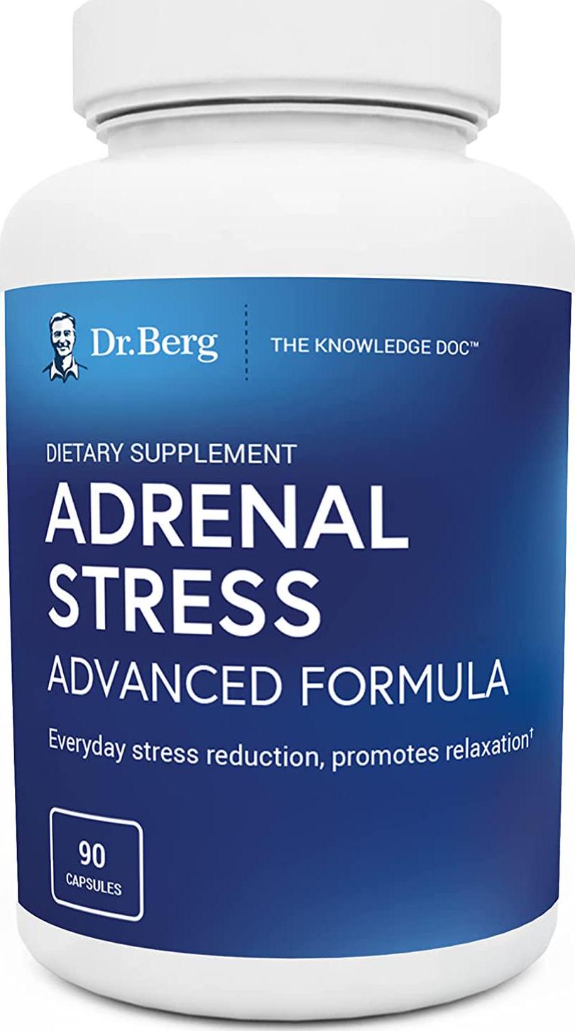 Dr. Berg’s Adrenal Stress Advanced Formula - Reduce Stress and Anxiety Relief Supplement - Mood Support, More Focus, Feel Relaxed - Cortisol Manager w/ Ashwagandha Extract - 90 Capsules
