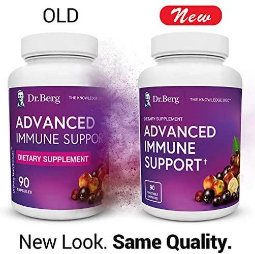 Dr. Berg's Advanced Immune Support - Daily Immunity Multi-System Defense Supplement with Vitamins C, D, Zinc, and Elderberry, 90 Vegetarian Capsules