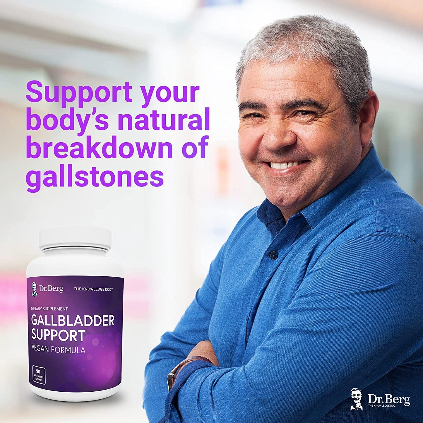 Dr. Berg's Gallbladder Support Supplements Vegan Formula - Contains Plant-Based Enzymes for Relief of Bloating, Constipation, and Gas - Better Digestion and Normal Bile Levels - 90 Vegetarian Capsules