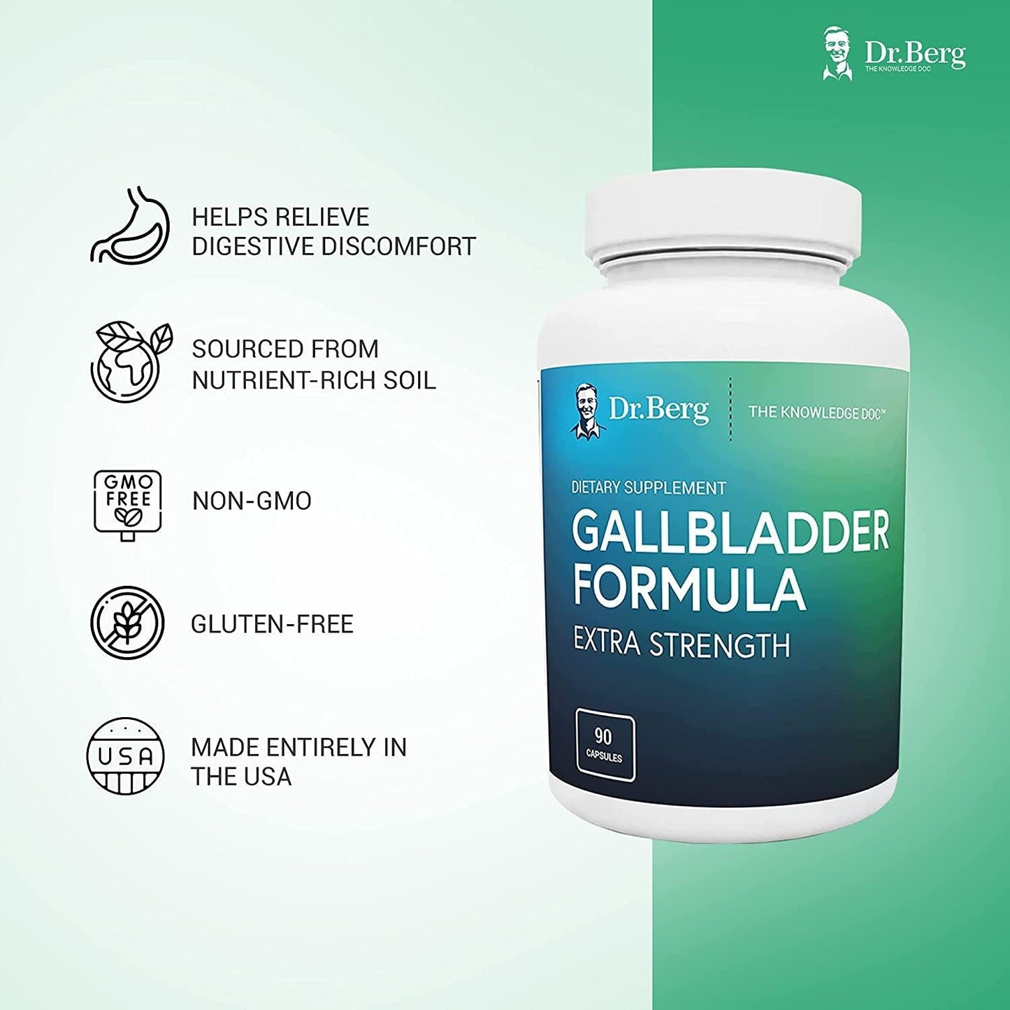 Dr. Berg’s Gallbladder Formula Extra Strength - Liver Support Health Supplement with Purified Bile Salts and Enzymes For Better Digestion Improved Absorption of Nutrients - 90 capsules (1 Pack)