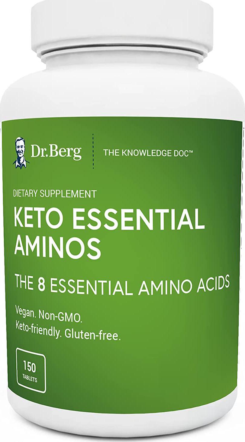 Dr. Berg's Keto Essential Aminos - Contains 8 Essentials Amino Acids -Keto Friendly and Rich in Protein Vegan Tablets - Workout and Muscle Recovery Energy Supplements - Support Healthy Hormones -150 Tabs