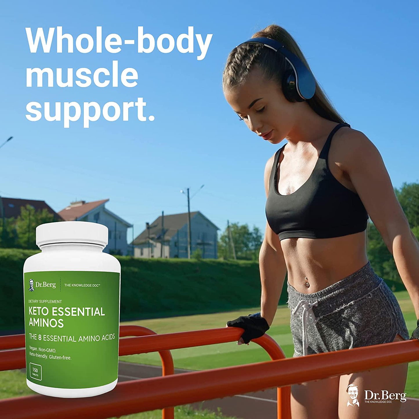 Dr. Berg's Keto Essential Aminos - Contains 8 Essentials Amino Acids -Keto Friendly and Rich in Protein Vegan Tablets - Workout and Muscle Recovery Energy Supplements - Support Healthy Hormones -150 Tabs