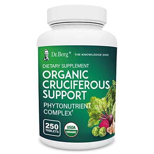 Dr. Berg's Organic Cruciferous Support - New Version of Whole Food Vegetable Supplement with 11 Phytonutrient Complex Superfoods - Helps Boost Energy, Immune System and Liver Detox - 250 Tablets