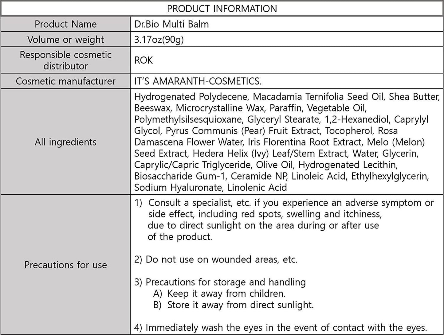 Dr.Bio Multi Balm for Cracked and Dry Skin | Made with Organic Beeswax and Avocado Oil, For Dry Lips, Hands, Chin or Cheeks