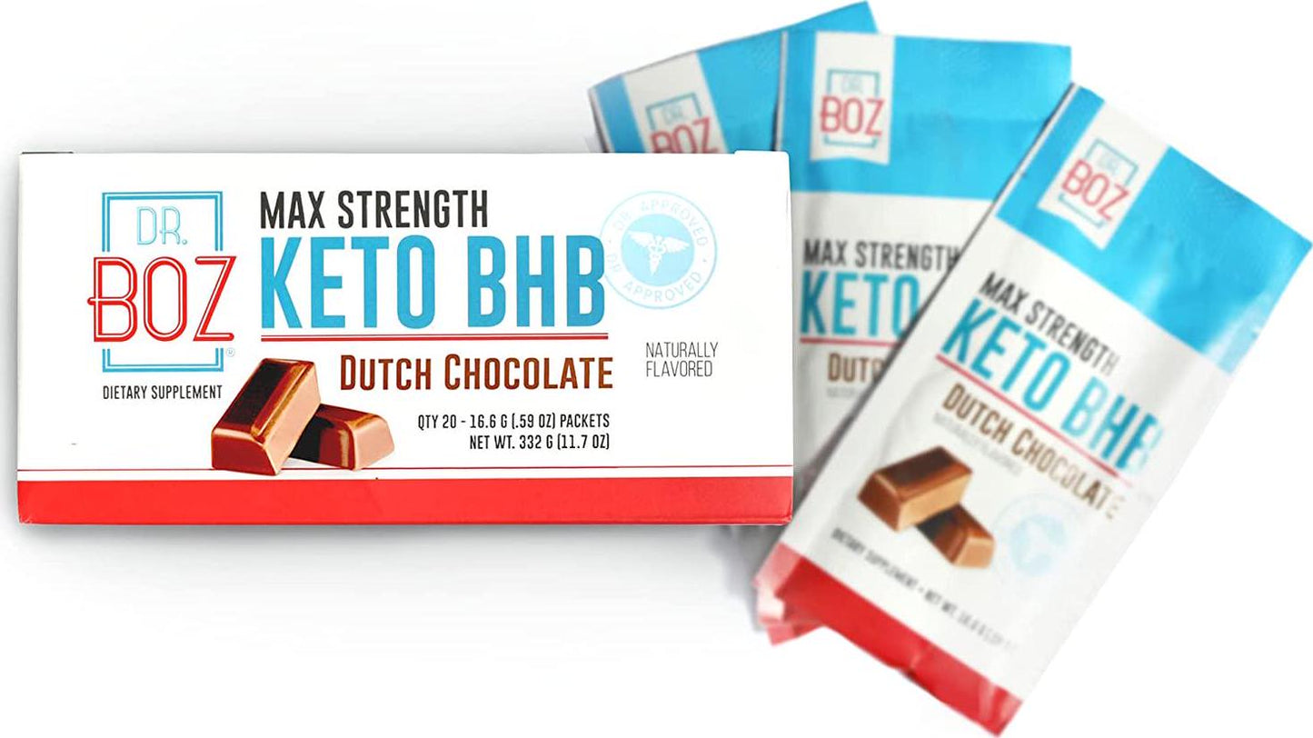 Dr. Boz Max Strength Keto BHB Powder [20 Sachets,16.6g] -Best Keto Supplement for Weight Loss - Keto Supplement | Keto Shake Keto Diet BHB Powder - [Dutch Chocolate]
