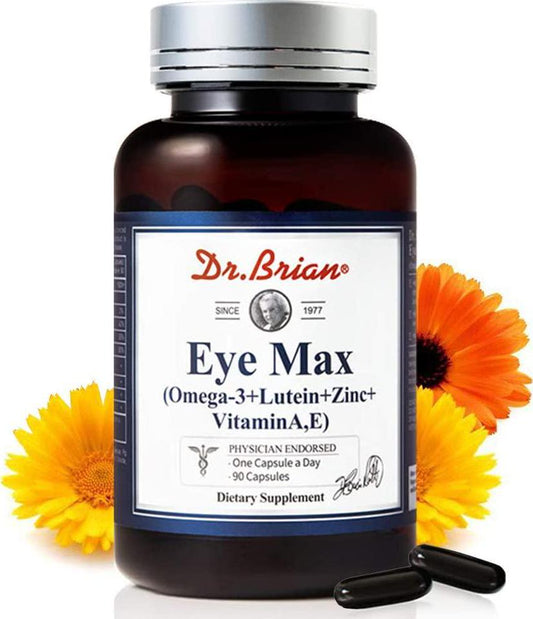 Dr.Brian Eye Vitamins Supplements Contains Lutein 20mg, Omega 3 Fish Oil 700mg, Vitamin A, E, Zinc for Eye Vision Brain Health Care Eye Macular Degeneration Supplements Dry Eyes Adults 90 Capsules