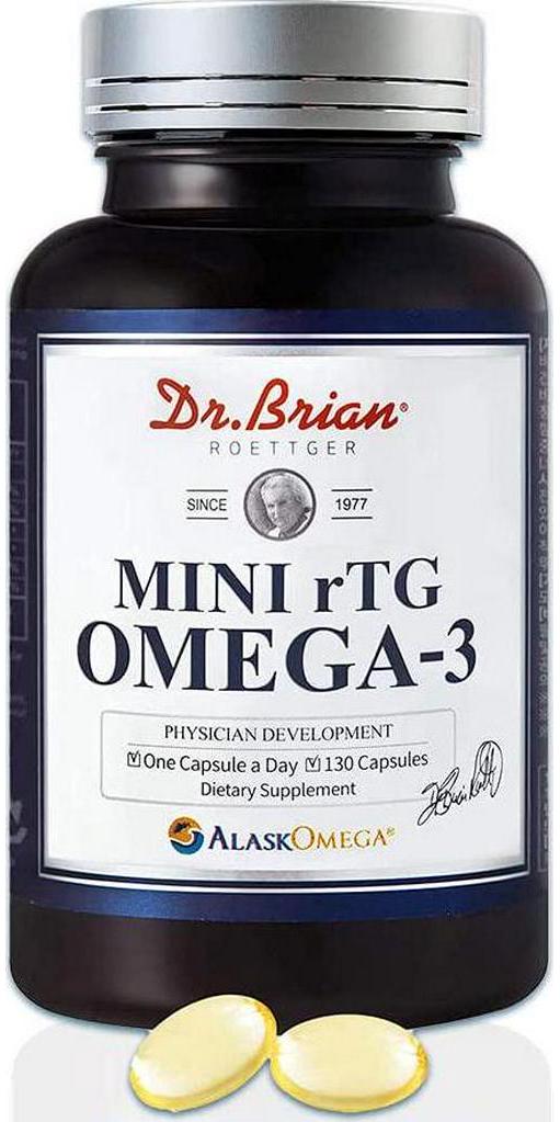 Dr.Brian Fish Oil Supplement 130ct rTG Mini Omega 3 Fish Oil 500mg Capsule for Women Men EPA,DHA,Fatty Acids Vitamin E,D Support Heart Cardiovascular Brain Health Triglyceride Lowering No Fishy Smell