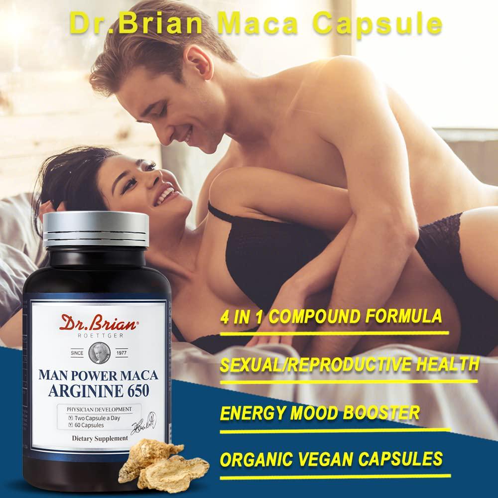 Dr.Brian ROETTGER Man Power Maca Arginie 650 60 Capsules, L-Arginine, Ginseng Root, Maca Root, Supplement for Helping Maintain Precursor of Nitric Oxide, Healthy Blood Vessel Tone, Activity for Men