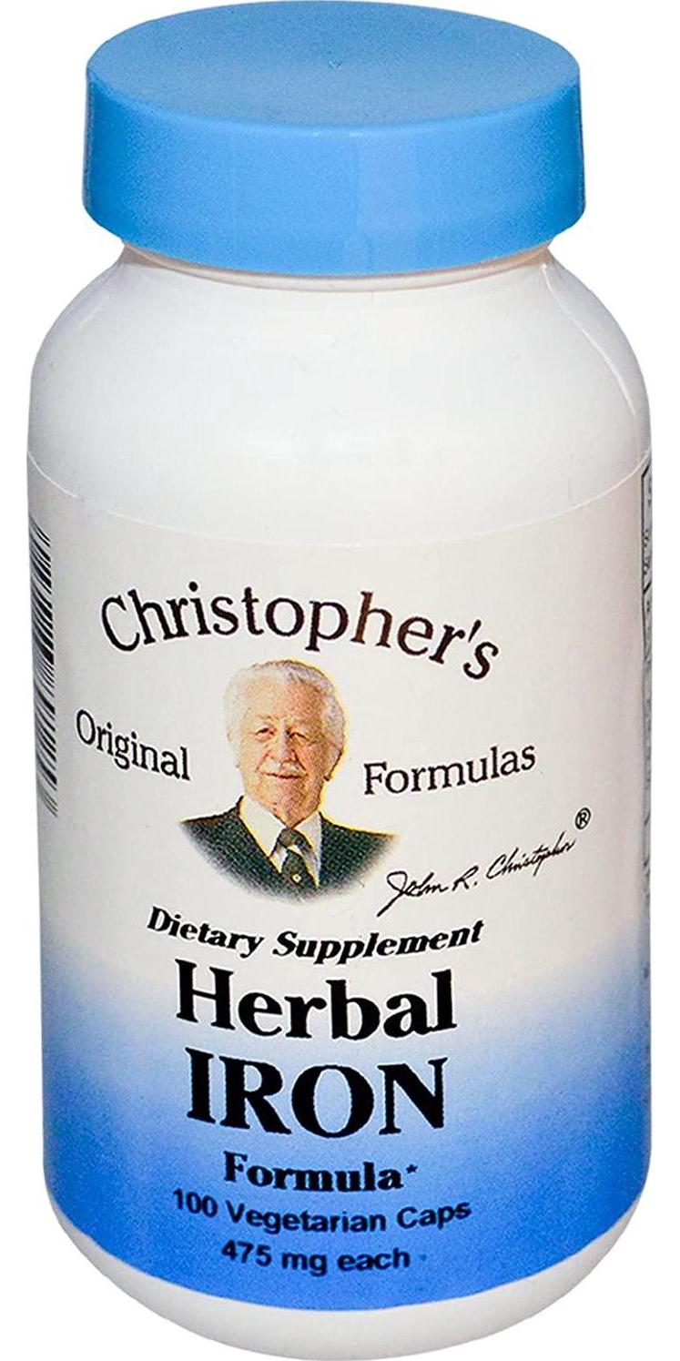 Dr. Christopher&#039;s Original Formulas - Herbal Iron Formula 450 Mg. - 100 Vegetarian Capsules