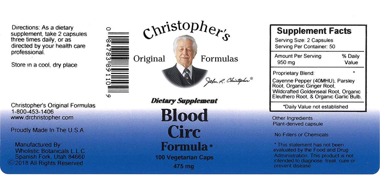 Dr. Christopher's Blood Circulation Formula - 100 ct (Pack of 3)